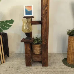 symplify Dorian Wooden Shelf Floor Lamp with Wooden Shade & Brown Base image 4