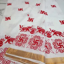 Embroidered Jamdani Handloom Cotton Blend Saree-image-88