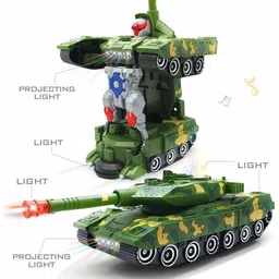 Deformation Combat Electronic Robot Car Tank Deformation Robot Toy with Light, Music and Bump Function (Tank Robot) Toys for Boys/Toddlers/Kids-image-33
