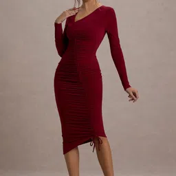 traquila Women Bodycon Maroon Midi/Calf Length Dress image 2