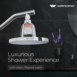 water science CLEO 8 Inch Rain Shower Filter With Shower Arm For Hard Water Fixed Mount image 2