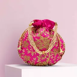 mihir clothing Women Pink, Gold Potli-picture-22