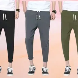 mfb Pack of 3 Men Solid Black, Grey Track Pants image 1