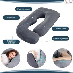 wild mint Polyester Fibre Pregnancy Pillow Pack of 1 Solid Ultra soft j shaped pillow image 5