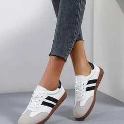 shozie Colorblock Flat Sneakers with Ultra Soft Cushion Lace Up Every Day Comfort Shoes Sneakers For Women image 1