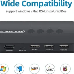 1Goal 4K HDMI KVM Switch,4 Port HDMI USB Switch for 4 Computer Share a 4K@30Hz Monitor and 3 USB Device Keyboard Mouse Printer, Including 4 KVM Cables EPL-1156H HDMI Connector image 5