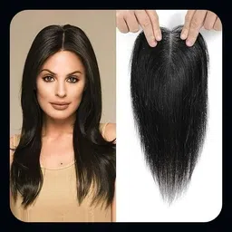 hamsri 5 Clips In Mixed Extension Topper 4*4 (18" Black) Extension-N Hair Extension-picture-10