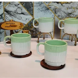 7 elevan' Pack of 6 Ceramic Green Tea & Coffe cup (Green, Cup Set of 6)-picture-14