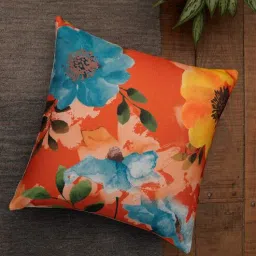 Grey Floral Fabric 16 x 16 Inches Cushion Cover by Zeba-picture-15