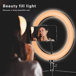 Wanzhow Portable & Lightweight Big LED Ring Light with 3 Coloring Brightness Level for Video Shooting | Photo-Shoot | YouTube | Blog's & Many More Compatible All Mobiles & Camera Ring Flash image 3