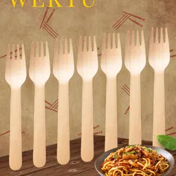 wektu Generic Wooden Fork/Food Grade/Smooth Edge/100PC/15 Disposable Wooden Dinner Fork Set-picture-17