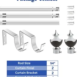 gloxy Brown, White Curtain Knobs, Curtain Rods, Rod Rail Bracket Metal image 3