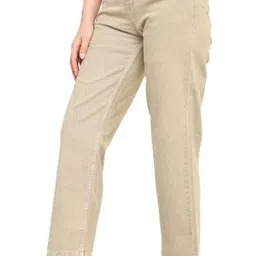 angelo Women Relaxed Fit Mid Rise Beige Jeans image 4