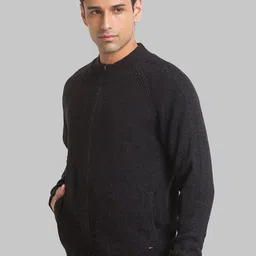 raymond Men Self Design Round Neck Dark Green Sweater image 3