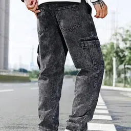 playfeel Men Loose Fit Mid Rise Dark Grey Jeans image 2