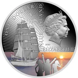 vkcoins Nibu Island 1 Dollar-2021 Elizabeth II Regatta To The Future With Capsool Modern Coin Collection image 2