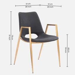 casacraft from pepperfry Owens Fabric Dining Chair In Black Colour image 2