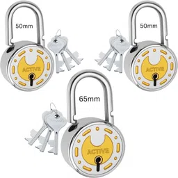 onepro Active Silver 50MM 2 Padlock + Silver 65 1 Padlock 8lever Double Locking Shackle Padlock-picture-38