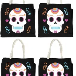 kuber industries Canvas 4 Pieces Small Lunch Carry Bag (Black)-CTKTC13350 Pack of 4 Grocery Bags image 1