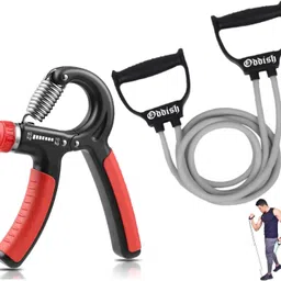 Adjustable Hand Gripper 10–60 kg & Resistance Tube Combo for Home Workout Hand Grip/Fitness Grip-image-67