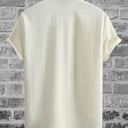 mojamedi Men Regular Fit Solid Mandarin Collar Casual Shirt image 2