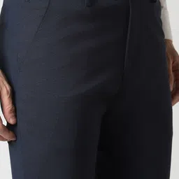 peter england Men Slim Fit Blue Polyester Trousers image 5