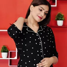 shiv textile Women Night Suit Set Black Printed image 4