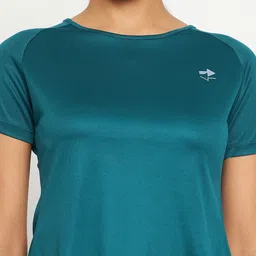 tvastra Women Solid Round Neck Polyester Dark Green T-Shirt image 4