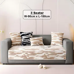 Fleece 3 Seater Sofa Plain Cover-image-2