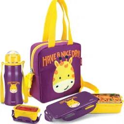 Milton Kidz Combo Tiffin (2 Containers 650 ml;1 Bottle415 ml) With Jacket,Purple School Set-picture-19