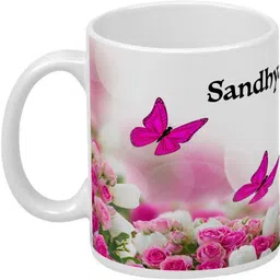 wagwan Sandhya Printed Butterflies & Pink Rose Gifts for Girlfriend Wife Sister on Birthday Valentine Rakhi 20MG205_WHT Ceramic Coffee Mug-picture-28
