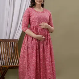 cotton mulmul store Women A-line Pink Midi/Calf Length Dress-picture-14