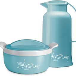 milton Souvenir Gift Set, Crave Casserole,1.38 ml and Crystal Flask, 970 ml, Blue Pack of 2 Serve Casserole Set-picture-5