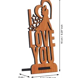 ecraftindia Love You Brown Engineered Wood Showpiece With Stand image 4