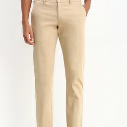 allen solly Men Regular Fit Beige Cotton Blend Trousers-picture-14