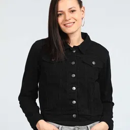 Stylish casual black denim jacket for girls and women Women Solid Denim Jacket-image-31