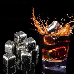 stadash 8 Pcs Stainless Steel Whiskey Stones Ice Cubes with Tongs & Freezer Container Silver Steel Ice Cube Tray image 3