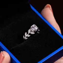 Zarkan 925 Hallmark Silver Everleaf Glow Ring Sterling Silver Cubic Zirconia Rhodium Plated Ring-picture-20