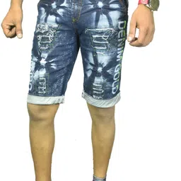 indiforce Dyed/Washed Men Dark Blue Denim Shorts-picture-14