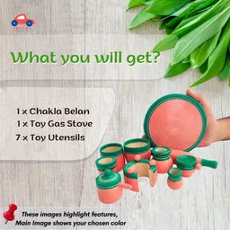 wetoytoy Wooden Eco Friendly Kitchen Cooking Set | Cooking Toys for Kids Play (Green) image 5