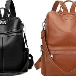 spinsell Medium 24 L Backpack Women's Leather Backpack Casual Shoulder Bag for Everyday Use image 1