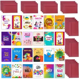 aanyacentric 2.9x4.1inch Holi A7 Mini Gift Tag Folded Blank Inside with Envelope Greeting Card-picture-27