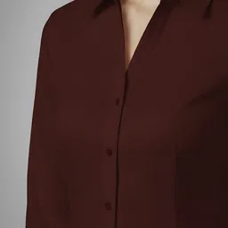 prieto Women Regular Fit Solid Button Down Collar Formal Shirt image 4