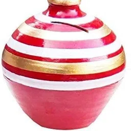 royalshopy Terracotta Natural Clay Gullak/Money Bank/Piggy Bank/Coin Box Coin Bank image 1