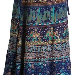 unique choice Women Abstract Wrap Around Blue Skirt image 2