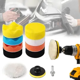 rvke Car Polishing Pad Kit for Drill | Foam Buffing Pads with Adapter & Backer Plate, Waxing, Polishing & Scratch Removal Sponge Set (Pack of 11) Vehicle Polisher-picture-19