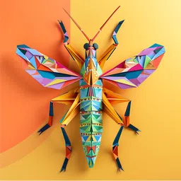 soffxia 18 inch Locust_Origami 3D Animals Decorative Wall Sticker for Living Room Self Adhesive Sticker-picture-15