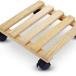 Incrizma Wooden Plant Stand with 4 Rolling Wheels(2 Lockable Caster Wheels) Garden Gnome image 2