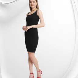 shoptowear Women Bodycon Black Below Knee Dress image 2