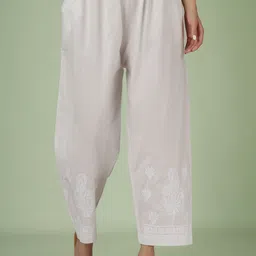 iqraaz creation Women Straight Fit White Cotton Blend Trousers-picture-14